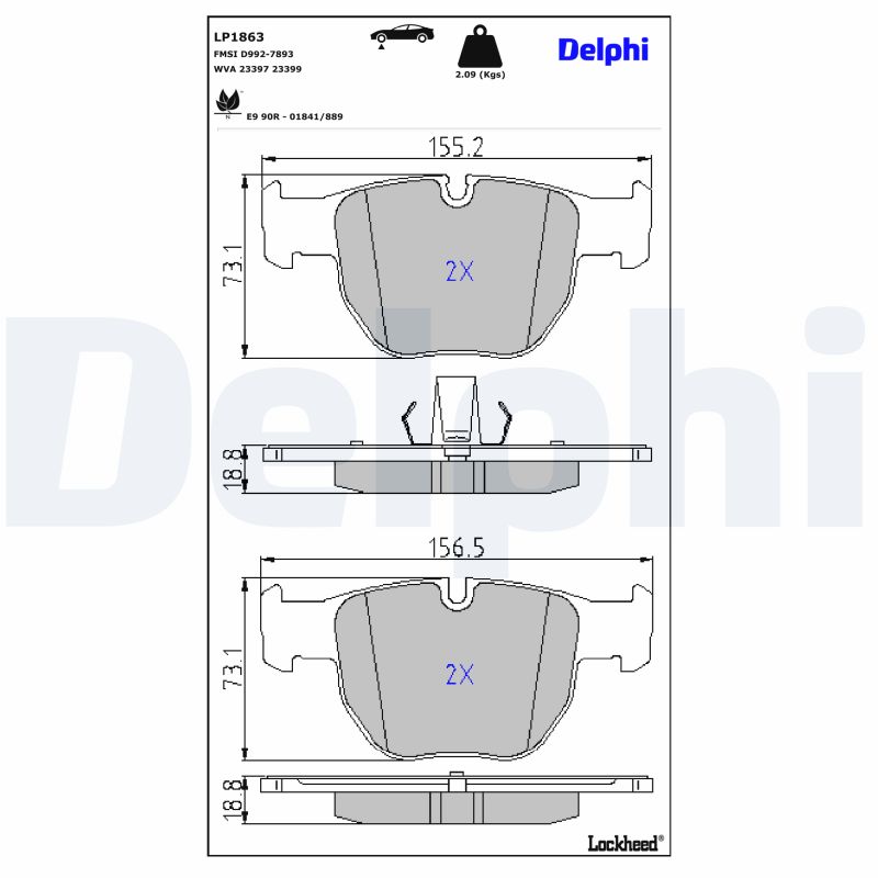 DELPHI LP1863 Fékbetét készlet, tárcsafék
