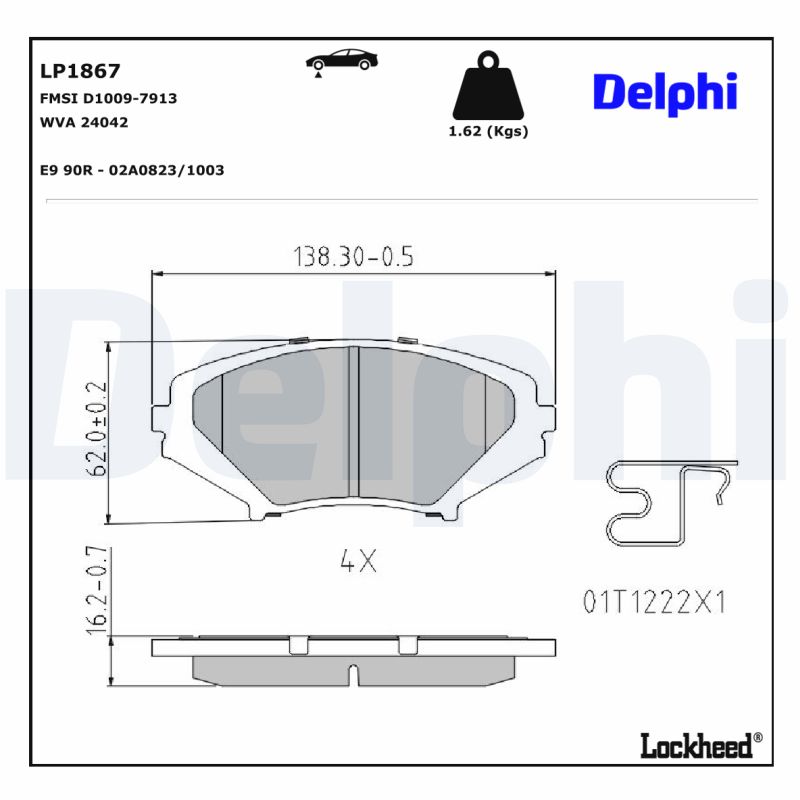 DELPHI LP1867 Fékbetét készlet, tárcsafék