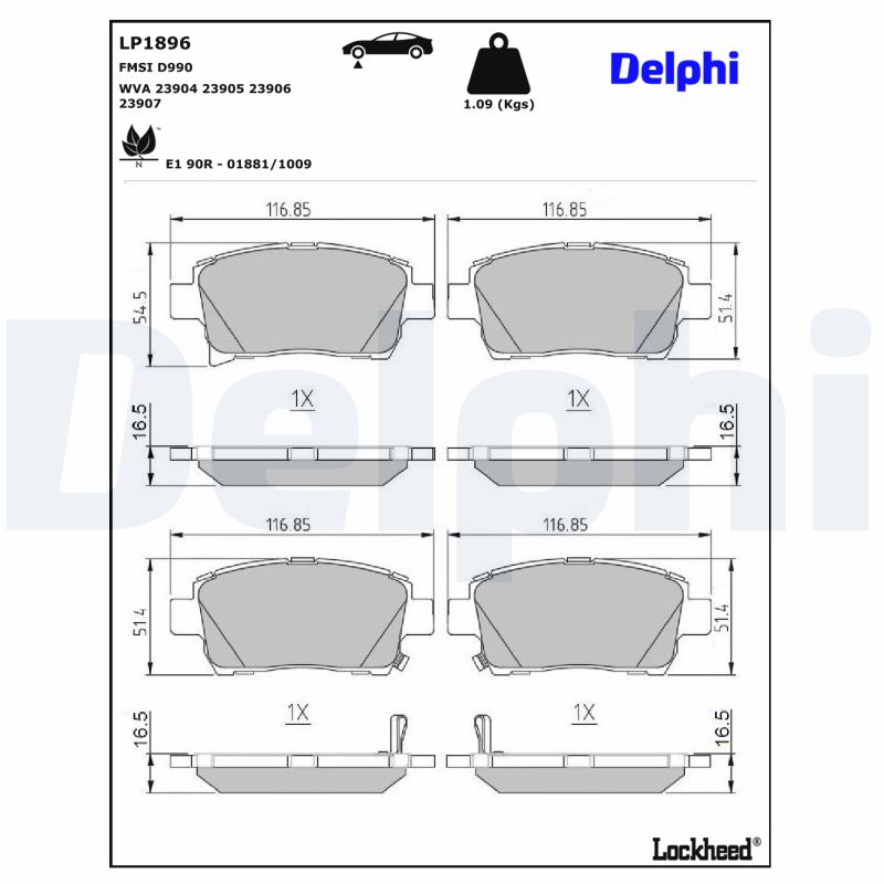 DELPHI DELLP1896 Fékbetét kézifékhez