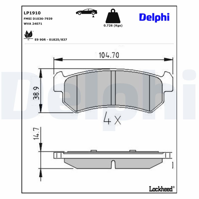 DELPHI DELLP1910 Fékbetét