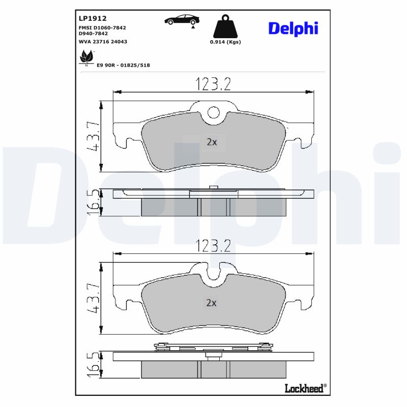 DELPHI 1001836351 LP1912 - HÁTSÓ FÉKBETÉT KÉSZLET