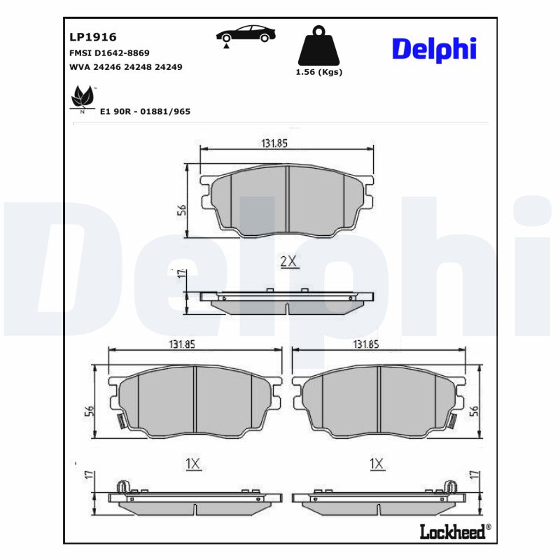 DELPHI DLP LP1916 Fékbetét készlet, tárcsafék