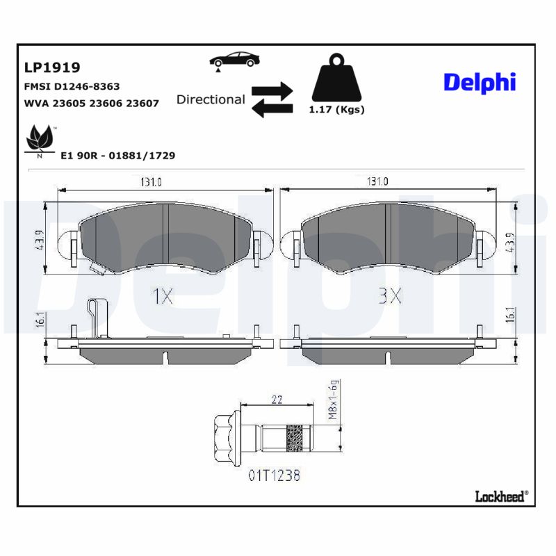 DELPHI DELLP1919 Fékbetét