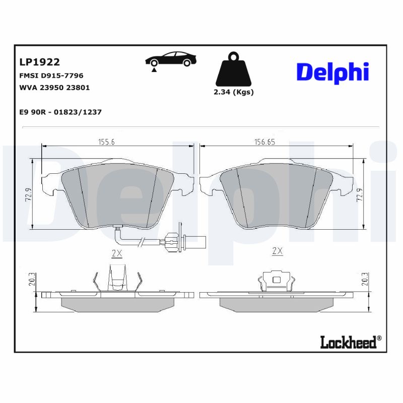 DELPHI 1001835854 LP1922 - Első fékbetét készlet