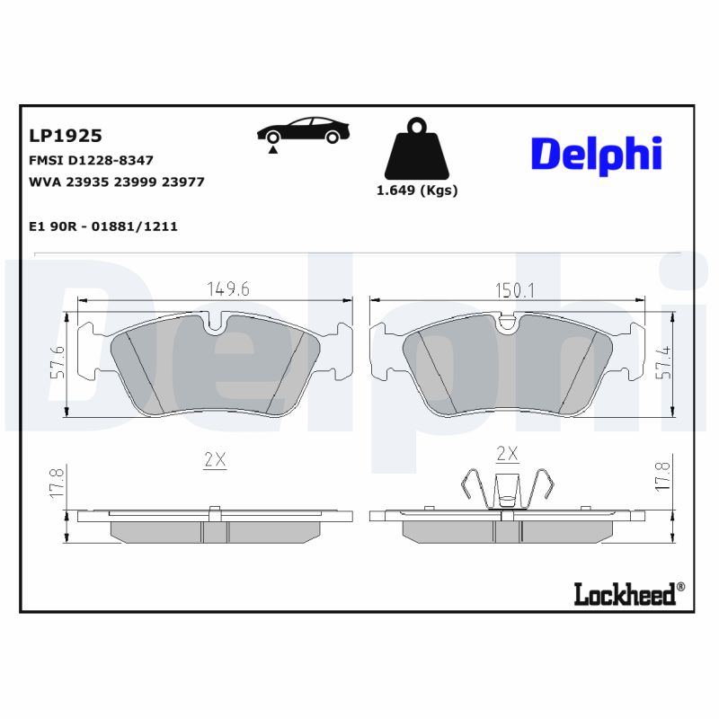 DELPHI LP1925 Fékbetét készlet, tárcsafék