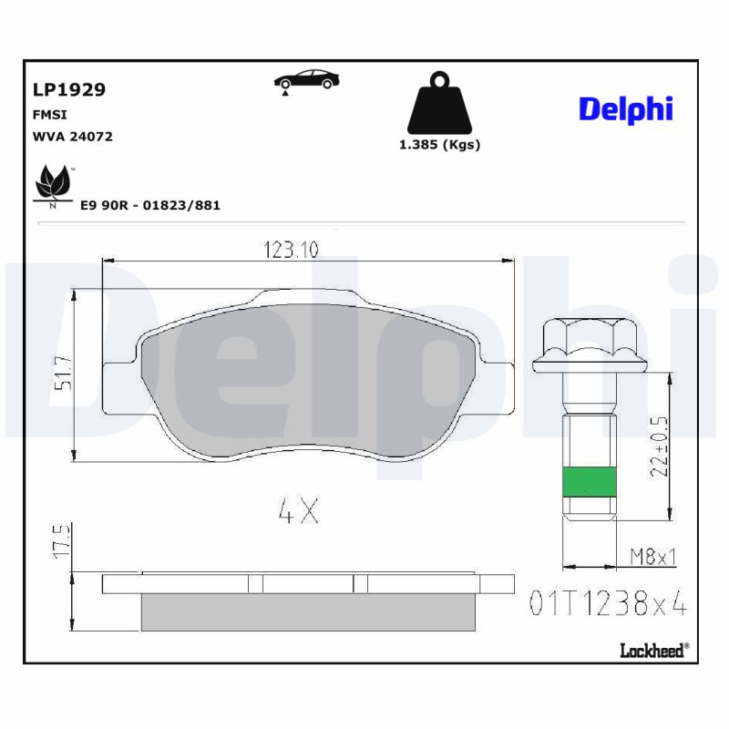 DELPHI DELLP1929 Fékbetét