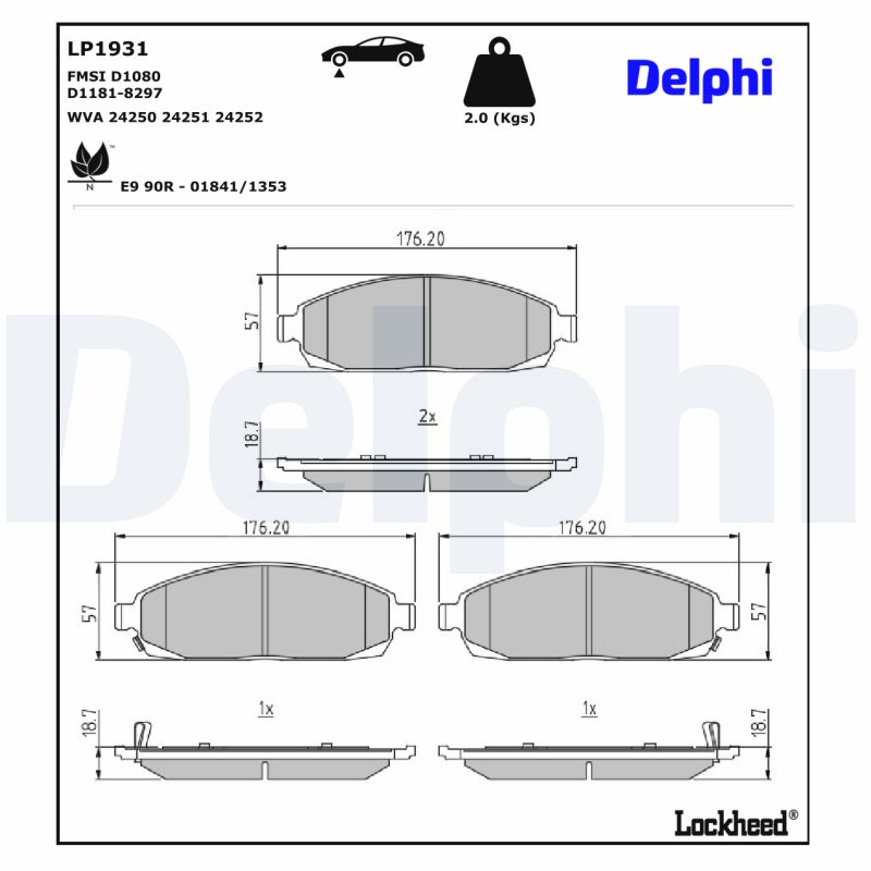 DELPHI 1001835318 LP1931 - Első fékbetét készlet