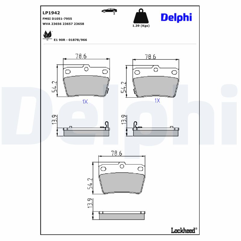 DELPHI DELLP1942 Fékbetét kézifékhez