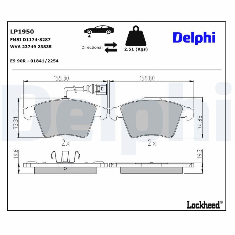 DELPHI 1001835603 LP1950 - Első fékbetét készlet