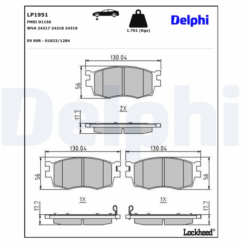 DELPHI 1001835100 LP1951 - Első fékbetét készlet
