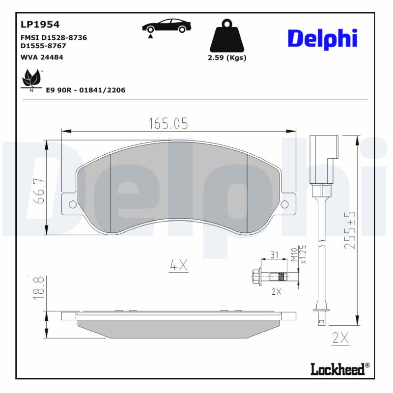 DELPHI DELLP1954 Fékbetét