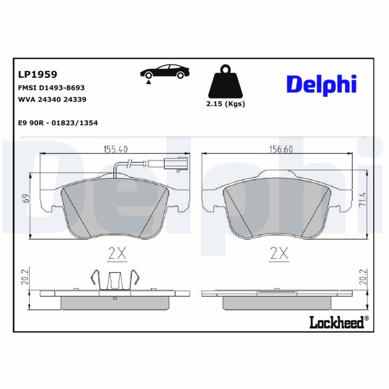 DELPHI 1001836559 LP1959 - Első fékbetét készlet