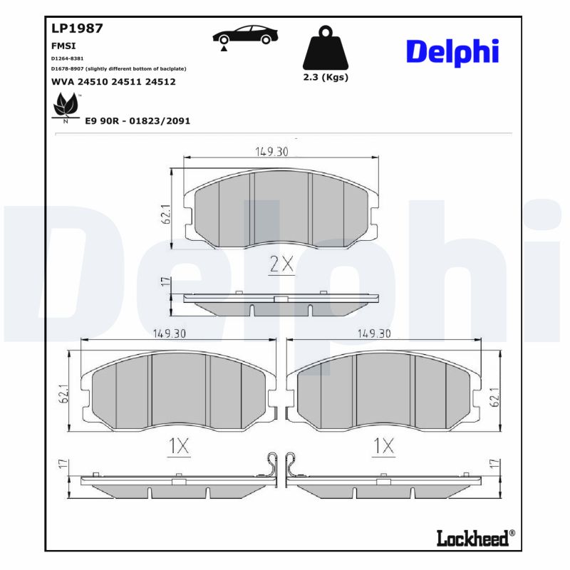 DELPHI 1001835910 LP1987 - Első fékbetét készlet