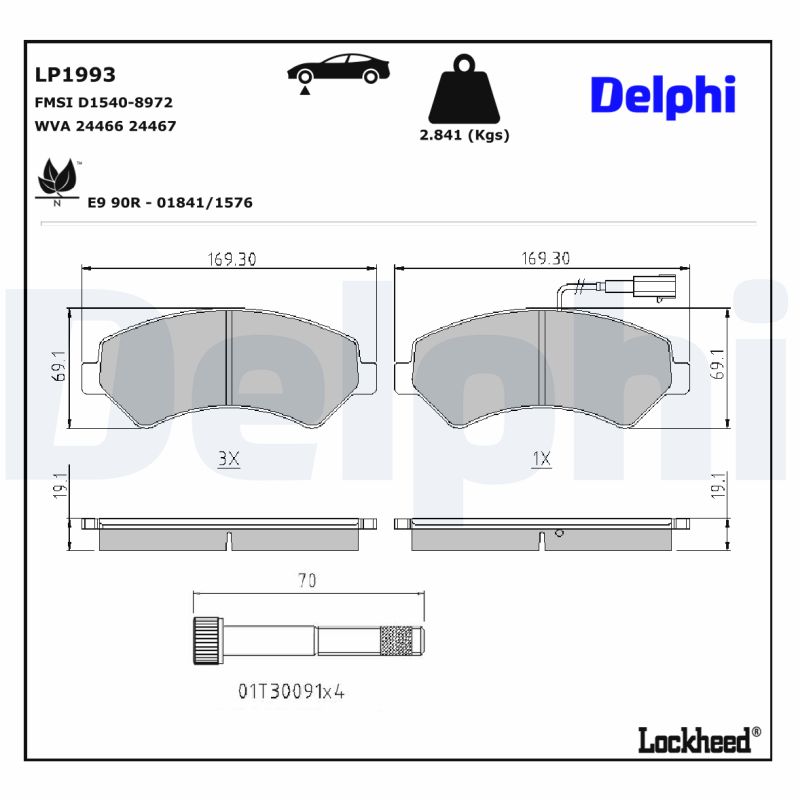 DELPHI 1001836374 LP1993 - Első fékbetét készlet