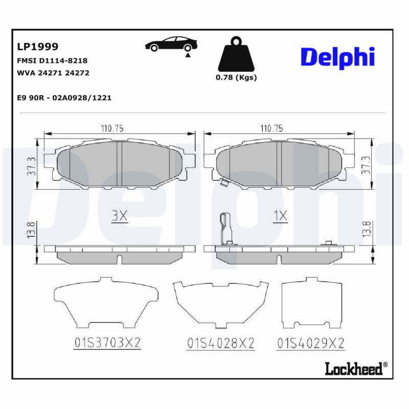 DELPHI DELLP1999 Fékbetét