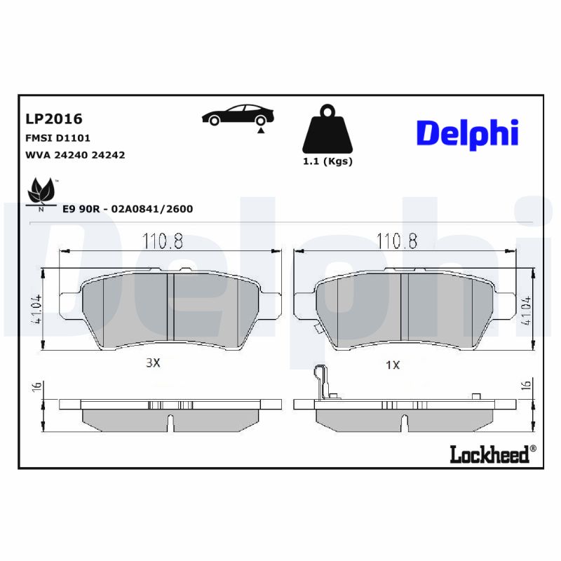 DELPHI DELLP2016 Fékbetét
