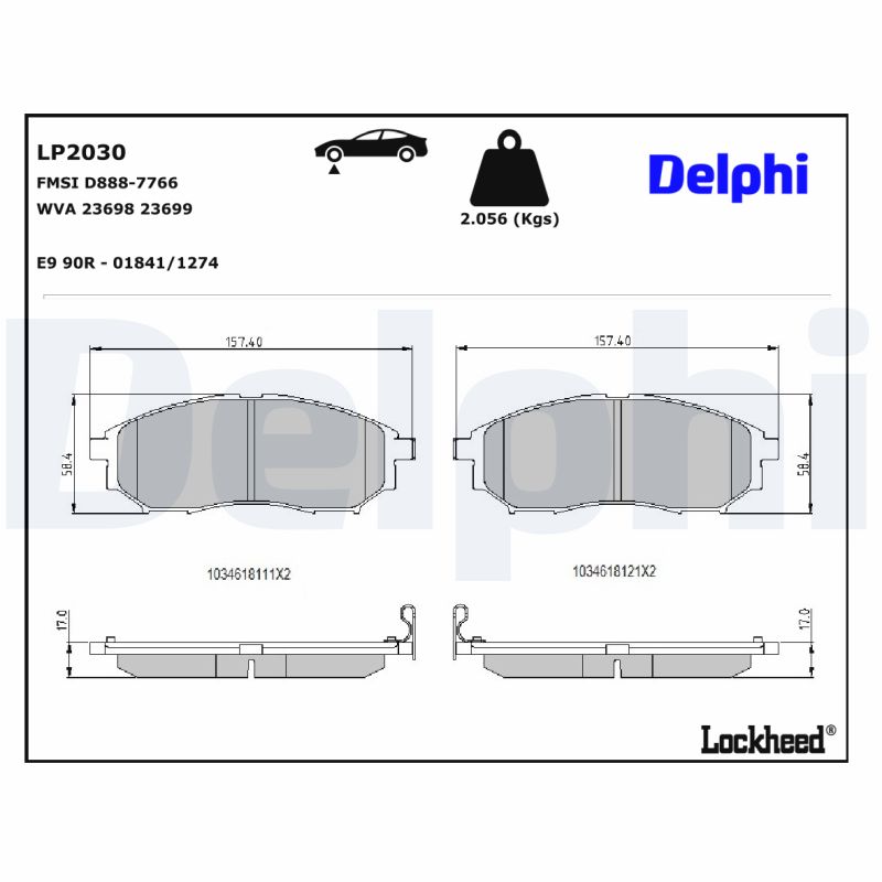DELPHI DELLP2030 Fékbetét kézifékhez