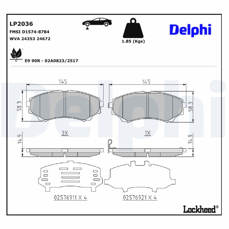 DELPHI DELLP2036 Fékbetét kézifékhez