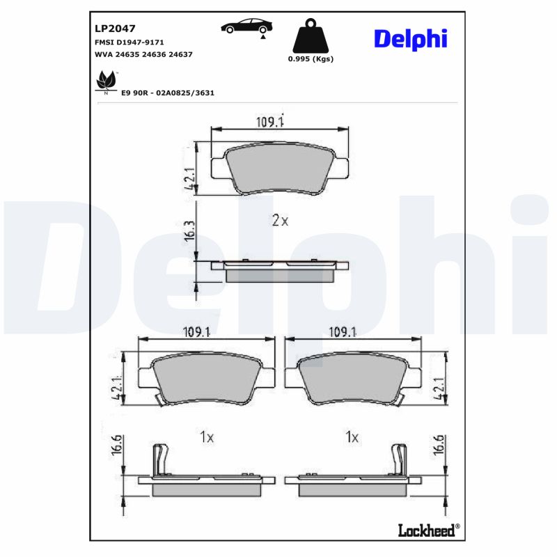 DELPHI DELLP2047 Fékbetét