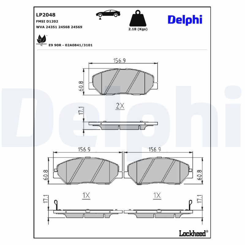 DELPHI 1001836415 LP2048 - Első fékbetét készlet