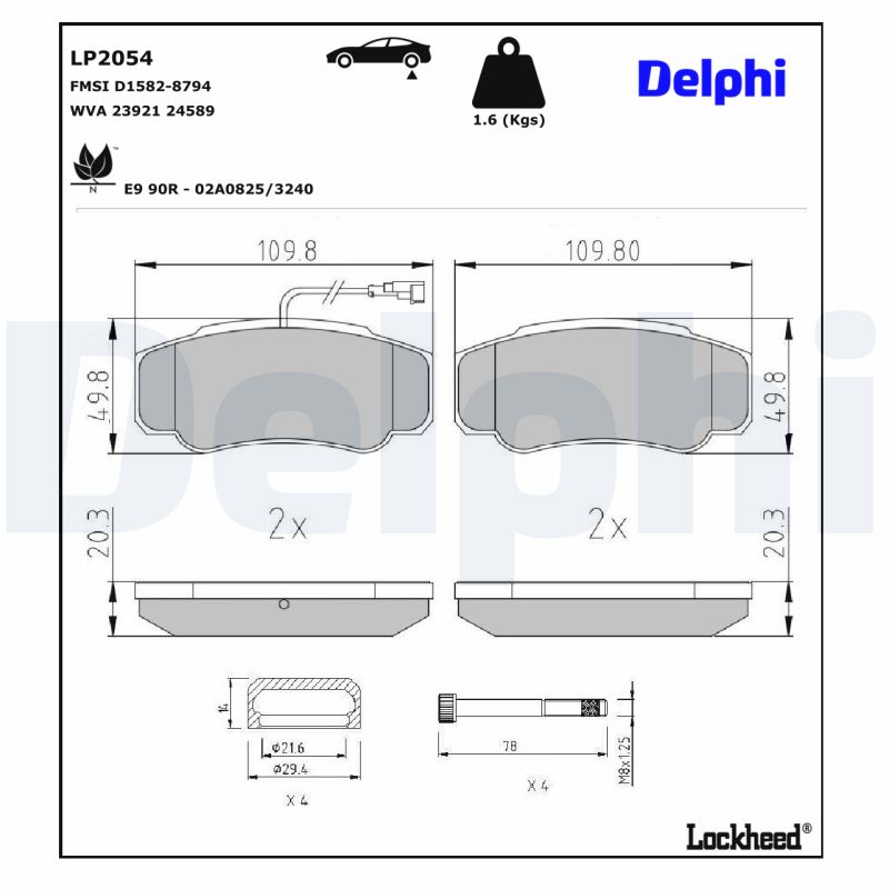 DELPHI DELLP2054 Fékbetét