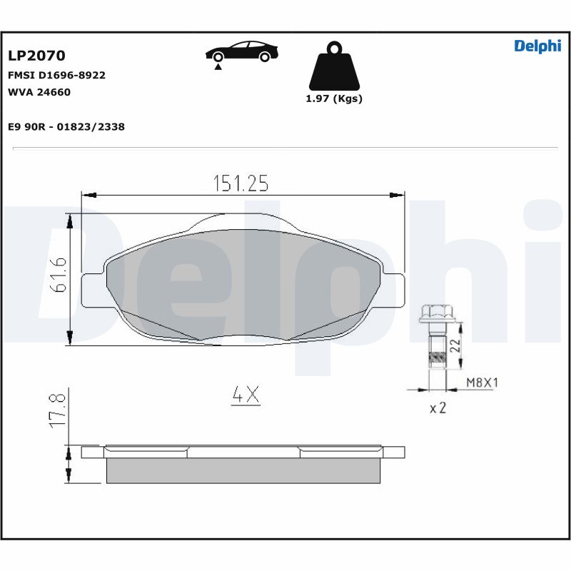 DELPHI LP2070 Fékbetét készlet, tárcsafék