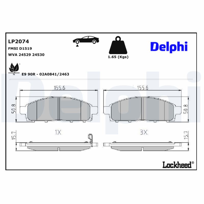 DELPHI DLP LP2074 Fékbetét készlet, tárcsafék