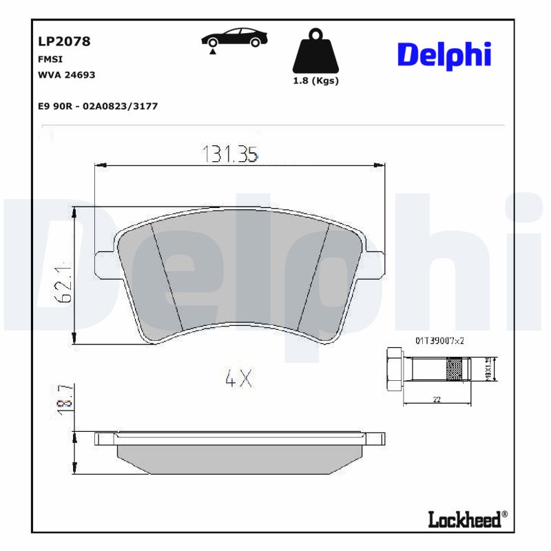 DELPHI DELLP2078 Fékbetét