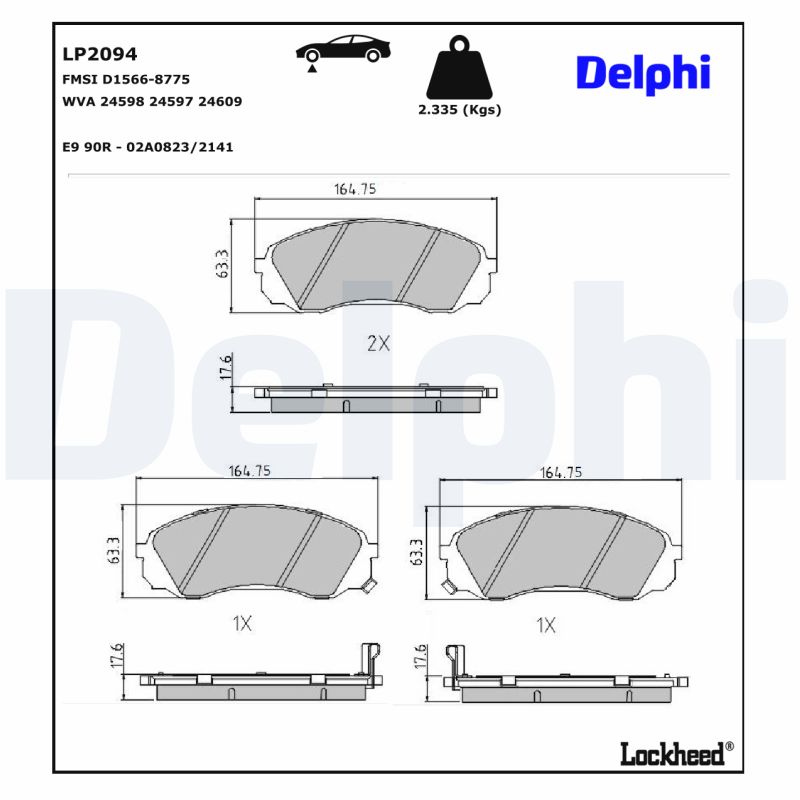 DELPHI 1001836172 LP2094 - Első fékbetét készlet