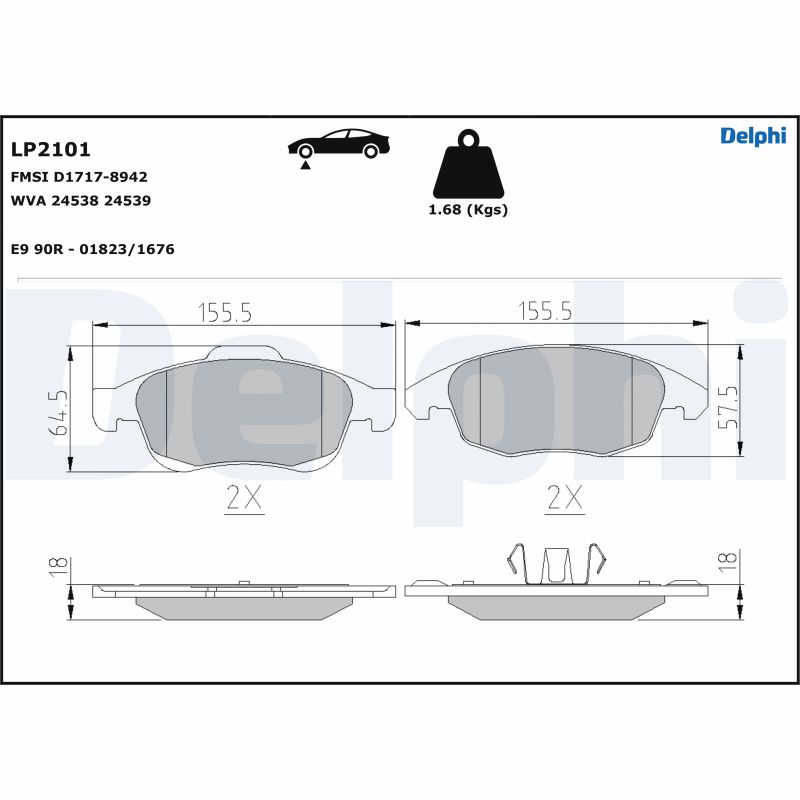 DELPHI DLP LP2101 Fékbetét készlet, tárcsafék