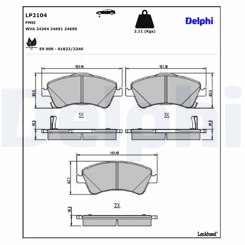 DELPHI DELLP2104 Fékbetét