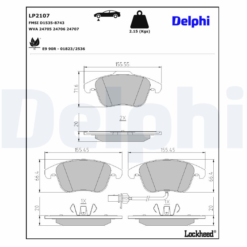 DELPHI DELLP2107 Fékbetét