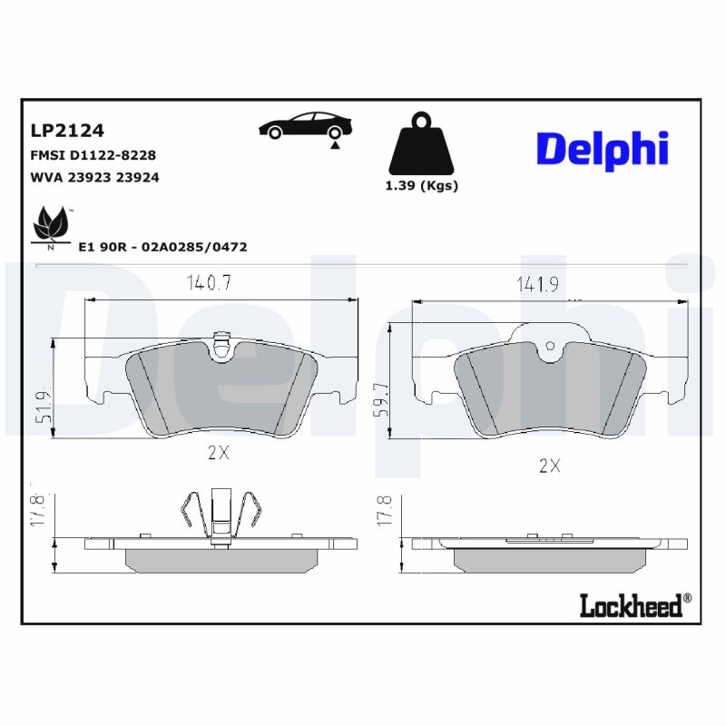 DELPHI 1001835386 LP2124 - HÁTSÓ FÉKBETÉT KÉSZLET