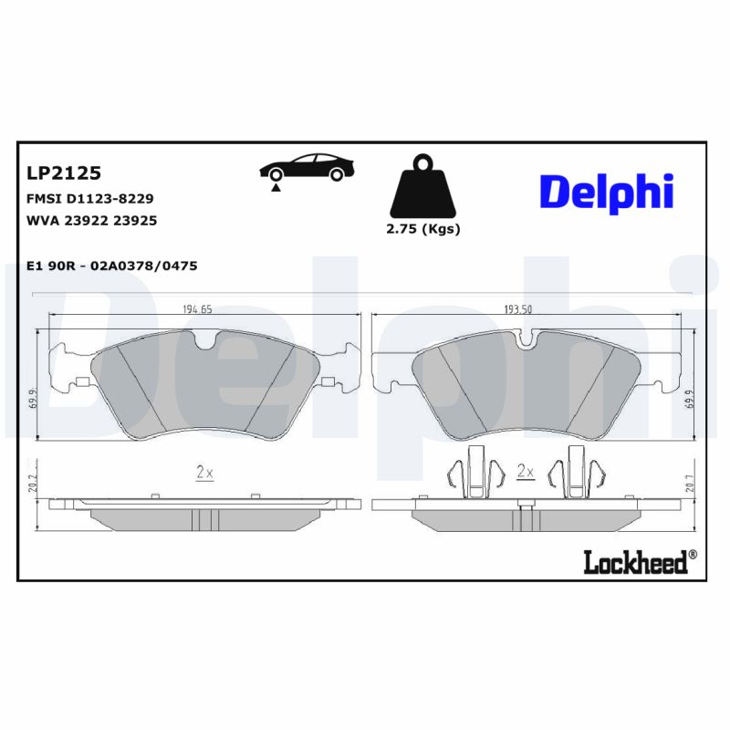 DELPHI  LP2125 - Első fékbetét készlet