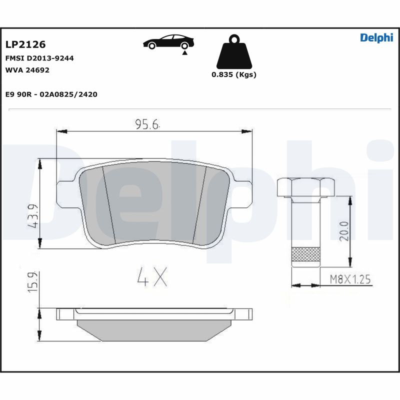 DELPHI LP2126 Fékbetét készlet, tárcsafék