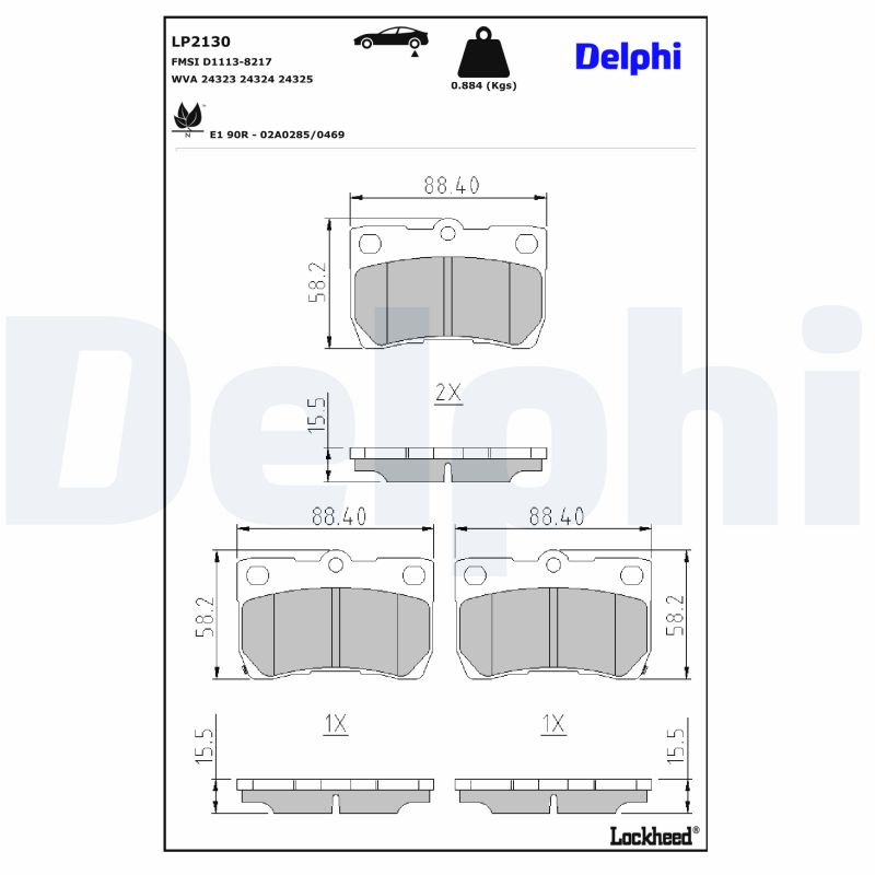 DELPHI LP2130 Fékbetét készlet, tárcsafék