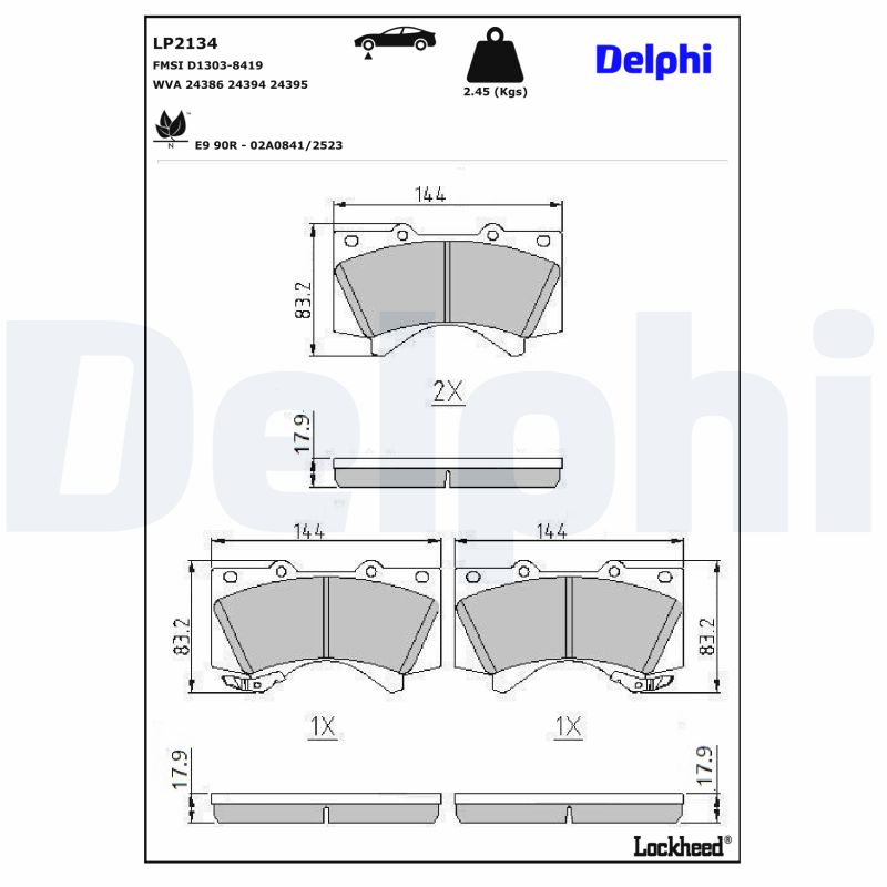 DELPHI DLP LP2134 Fékbetét készlet, tárcsafék