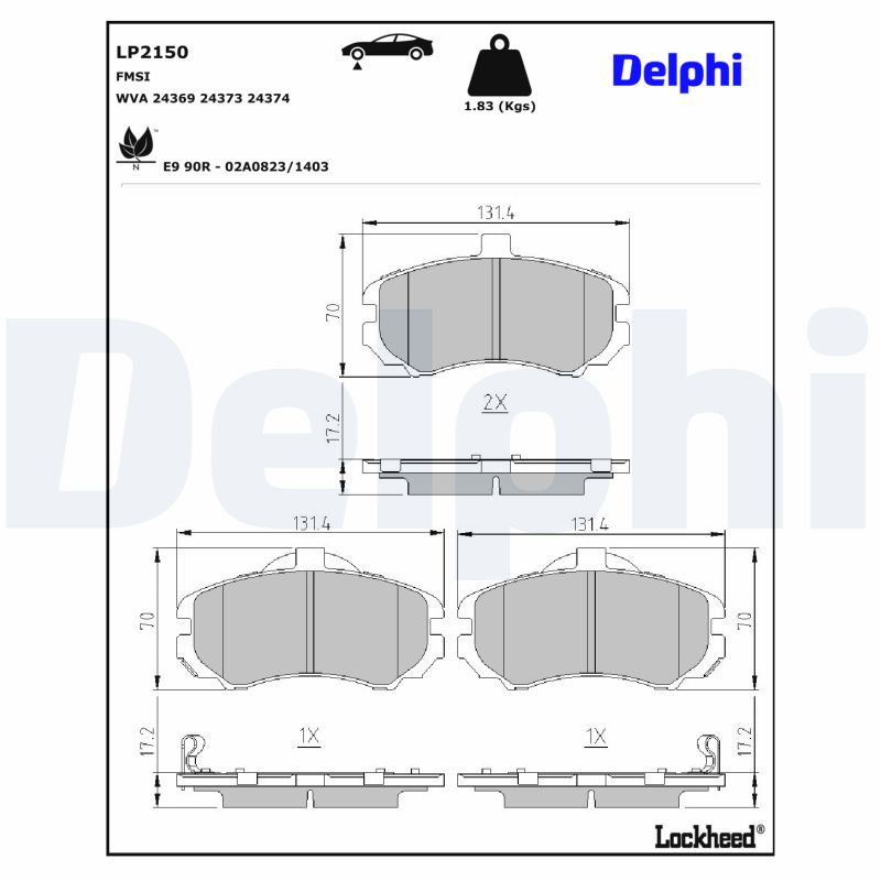 DELPHI LP2150 Fékbetét készlet, tárcsafék