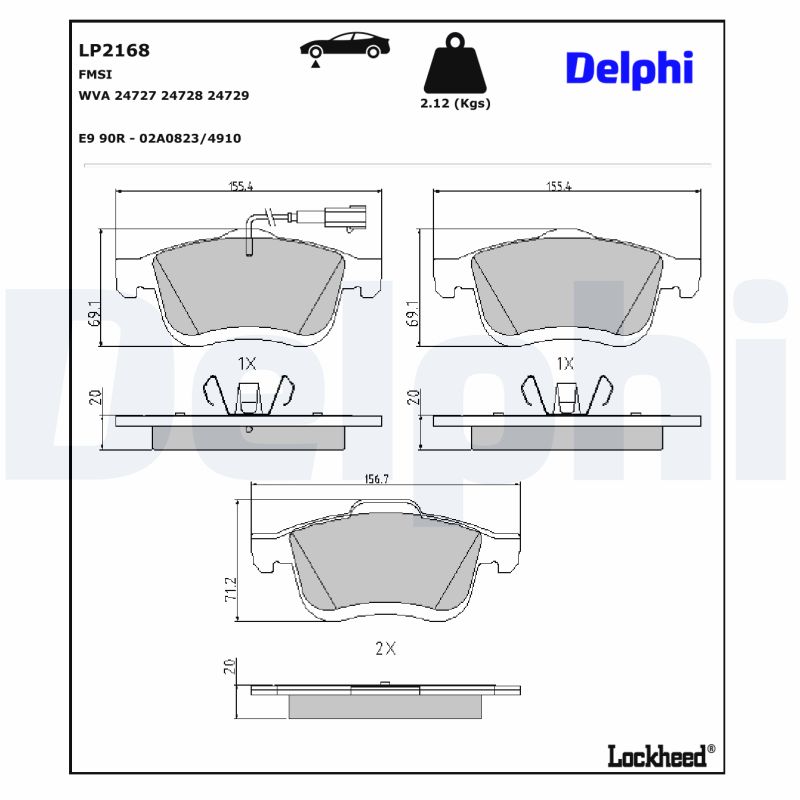 DELPHI DLP LP2168 Fékbetét készlet, tárcsafék