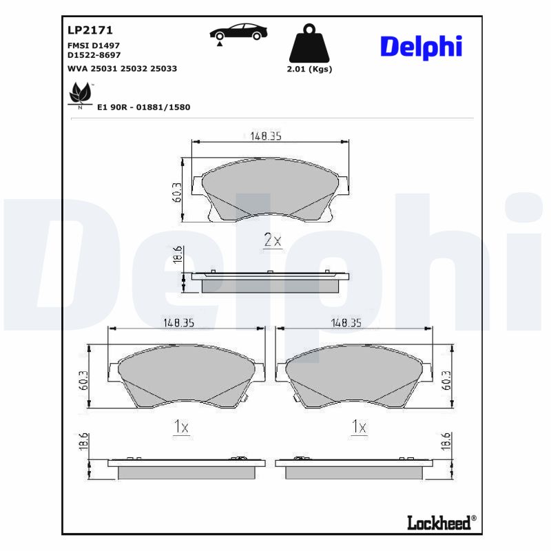 DELPHI 1001835294 LP2171 - Első fékbetét készlet