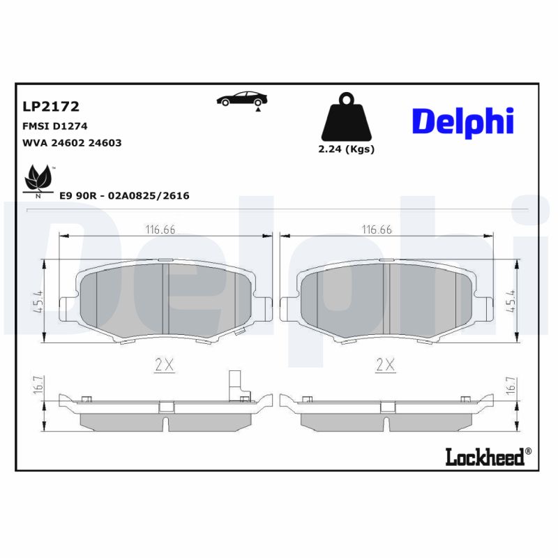 DELPHI DELLP2172 Fékbetét