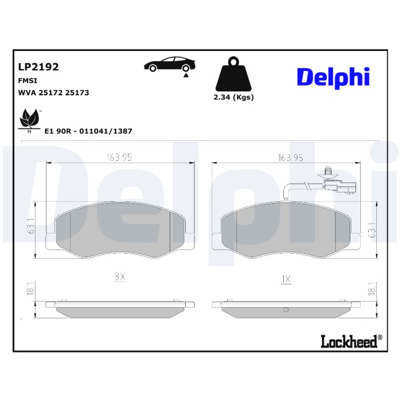 DELPHI DELLP2192 Fékbetét