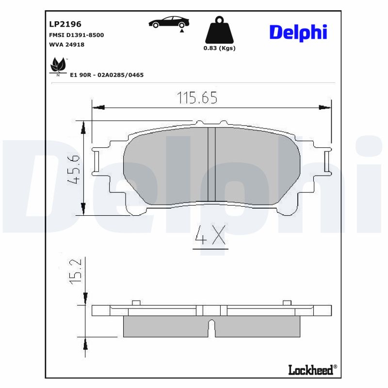 DELPHI DELLP2196 Fékbetét