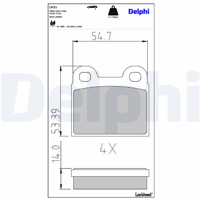 DELPHI DELLP21 Fékbetét kézifékhez