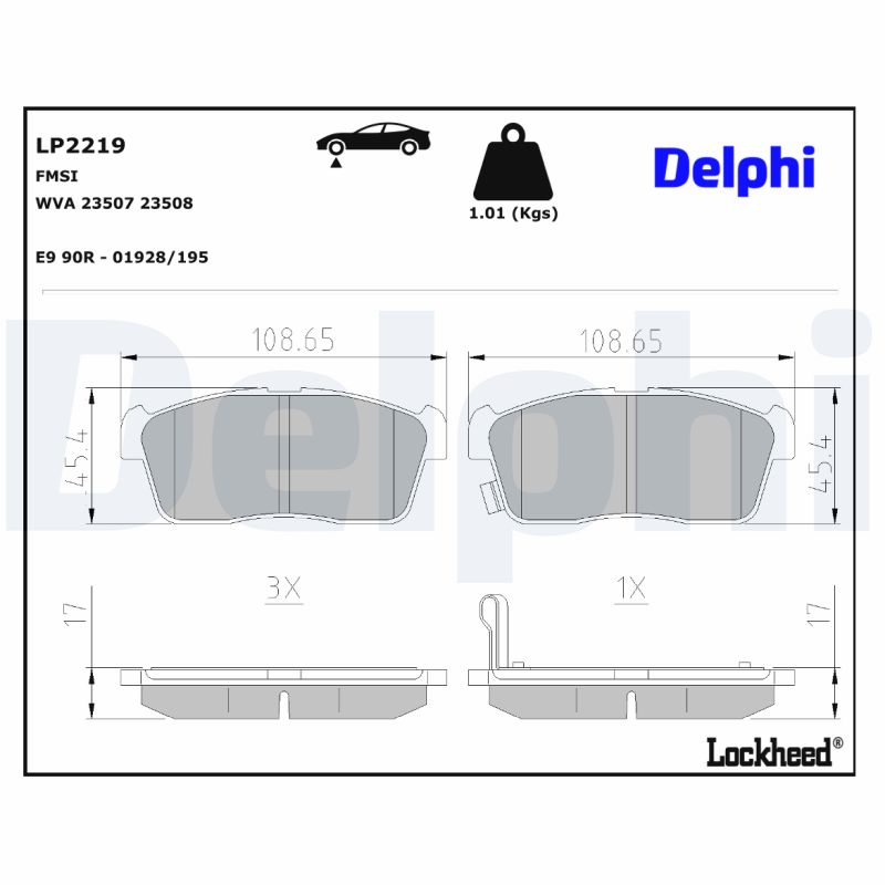 DELPHI DELLP2219 Fékbetét kézifékhez