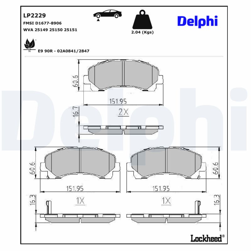DELPHI DELLP2229 Fékbetét kézifékhez