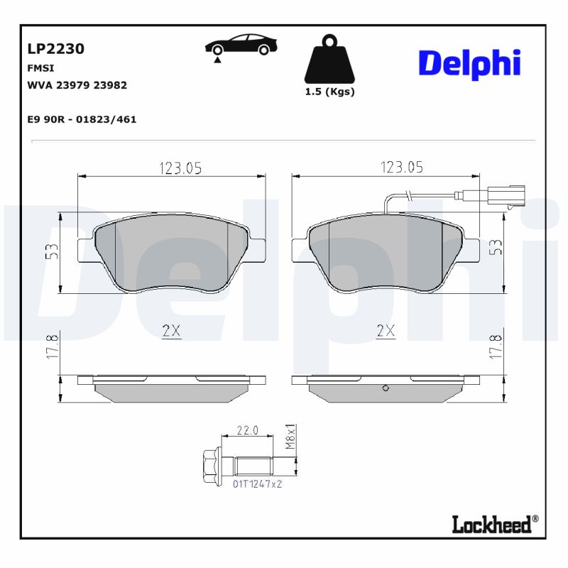 DELPHI DELLP2230 Fékbetét kézifékhez