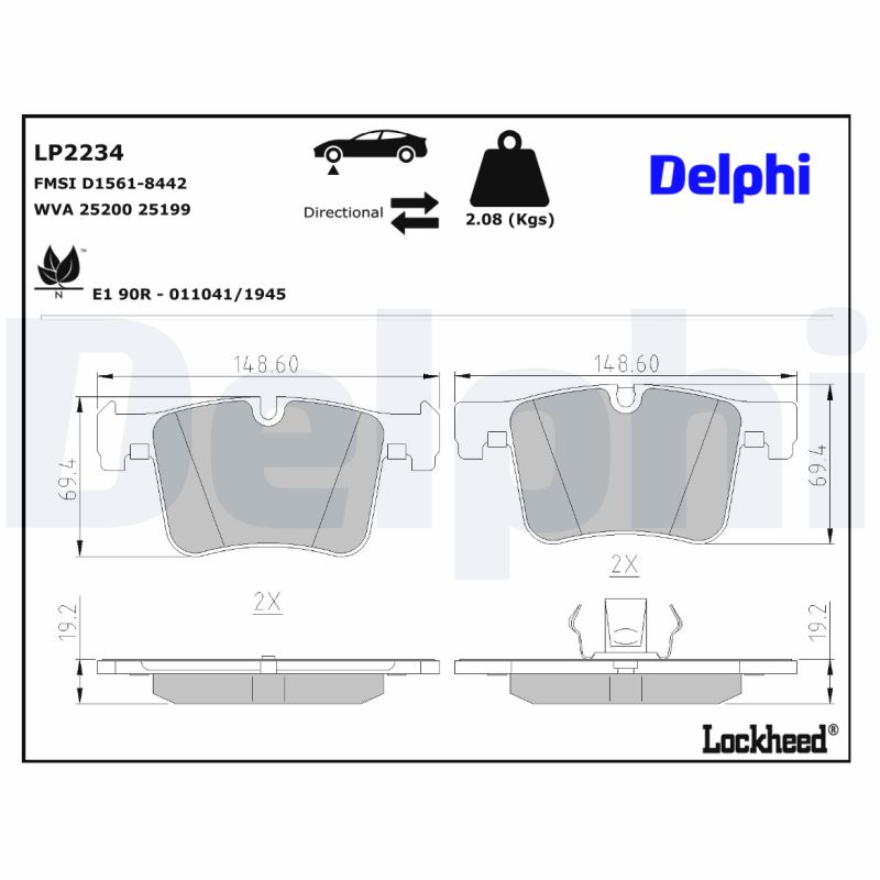 DELPHI 1001836095 LP2234 - Első fékbetét készlet