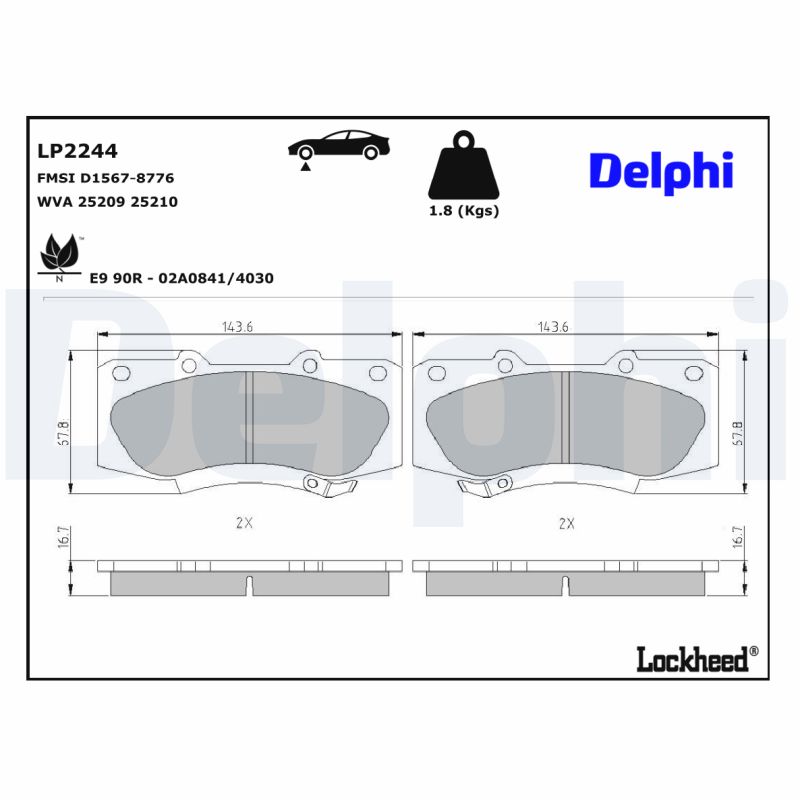 DELPHI 1001835278 LP2244 - Első fékbetét készlet
