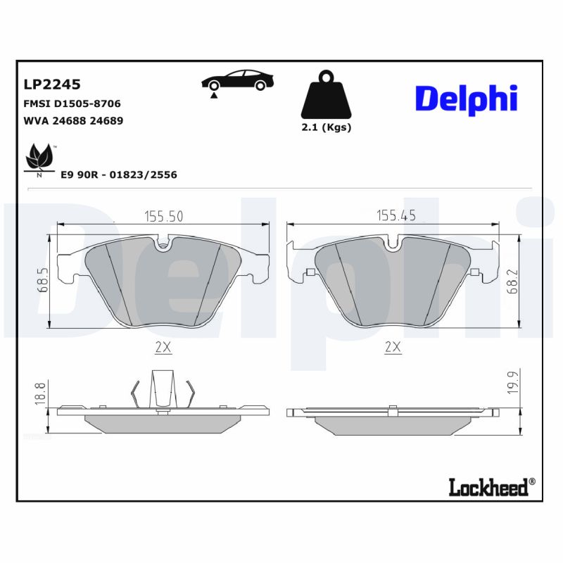 DELPHI 1001835694 LP2245 - Első fékbetét készlet